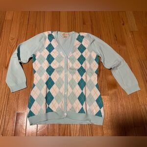 Michael Kors Argyle Pattern Women’s Blue Sweater Size Medium